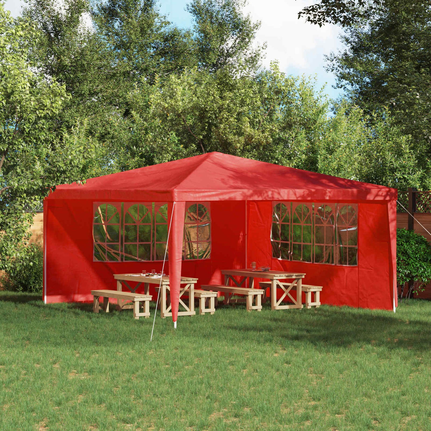 Party Telt Sidevegg 2 pcs 400 x 195 cm Rød PE og stål