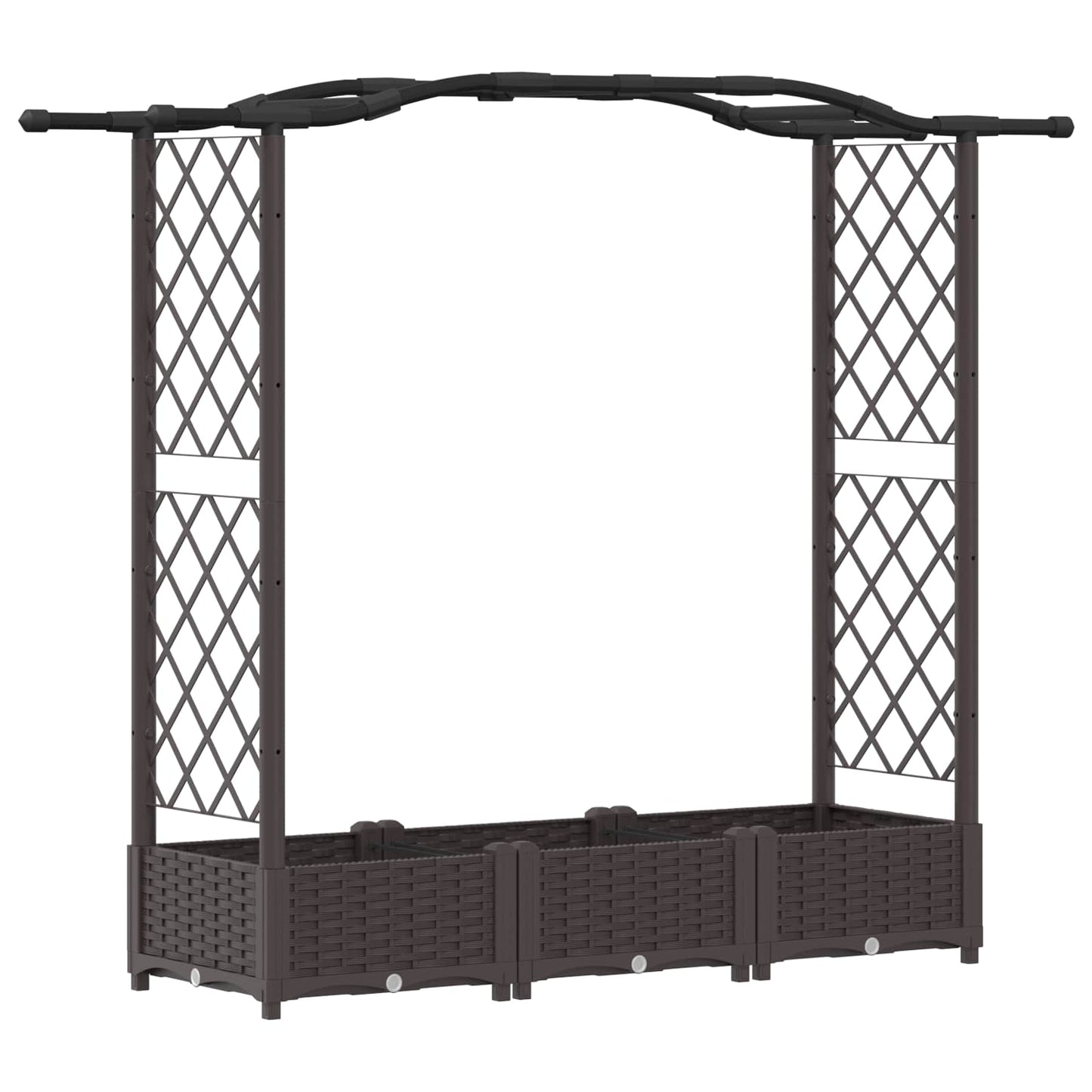 Hevet Bed med Trellis og Tak Brun 169 x 40 x 125 cm PP