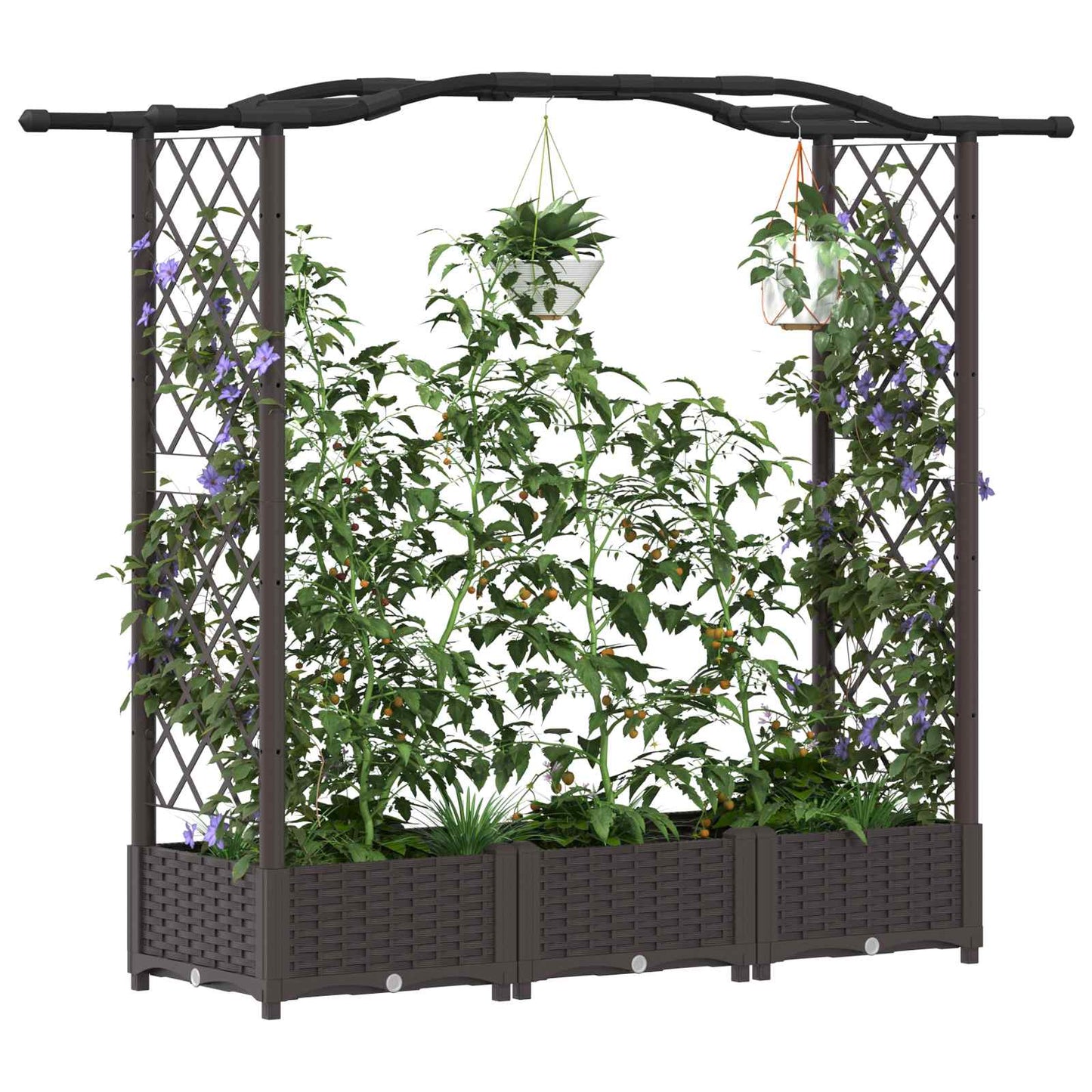 Hevet Bed med Trellis og Tak Brun 169 x 40 x 125 cm PP