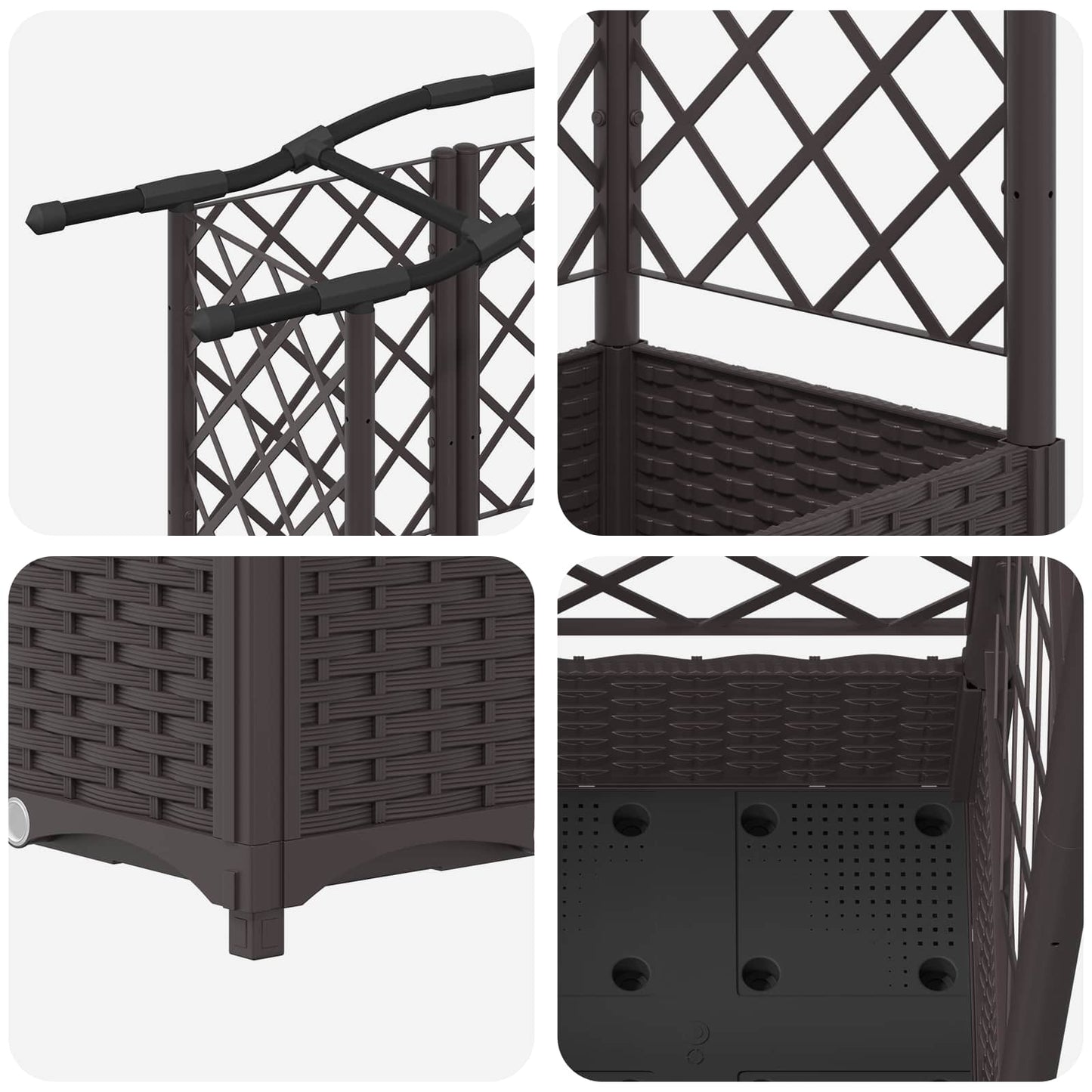 Hevet Bed med Trellis og Tak Brun 203,5 x 40 x 123 cm PP