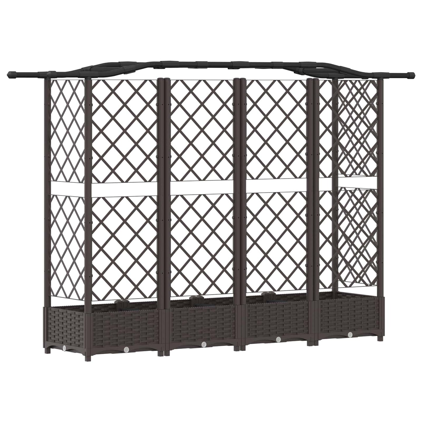 Hevet Bed med Trellis og Tak Brun 203,5 x 40 x 123 cm PP
