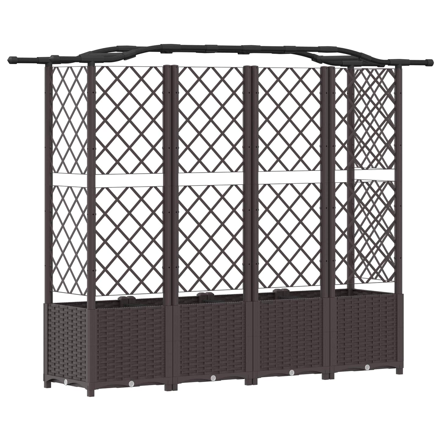 Hevet Bed med Trellis og Tak Brun 204 x 40 x 138 cm PP
