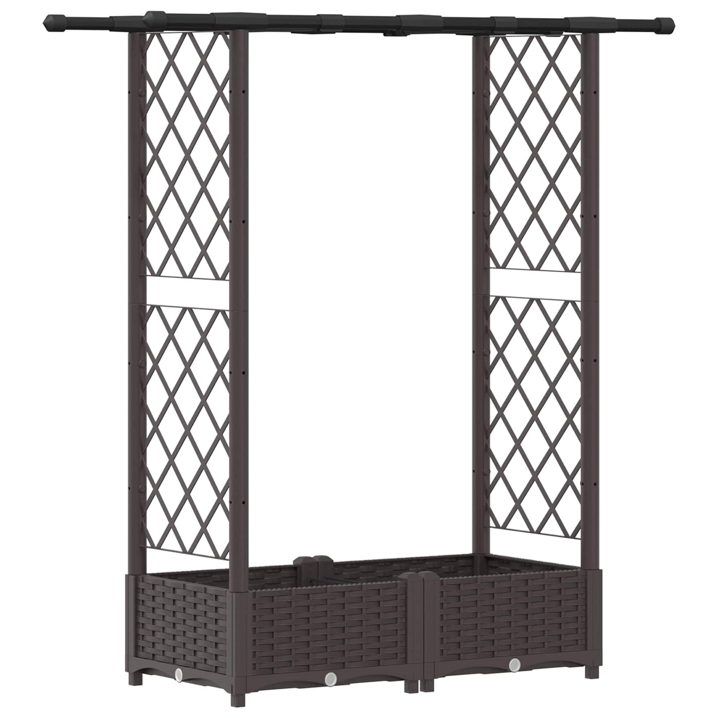 Hevet Bed med Trellis og Tak Brun 122,5 x 40 x 123 cm PP