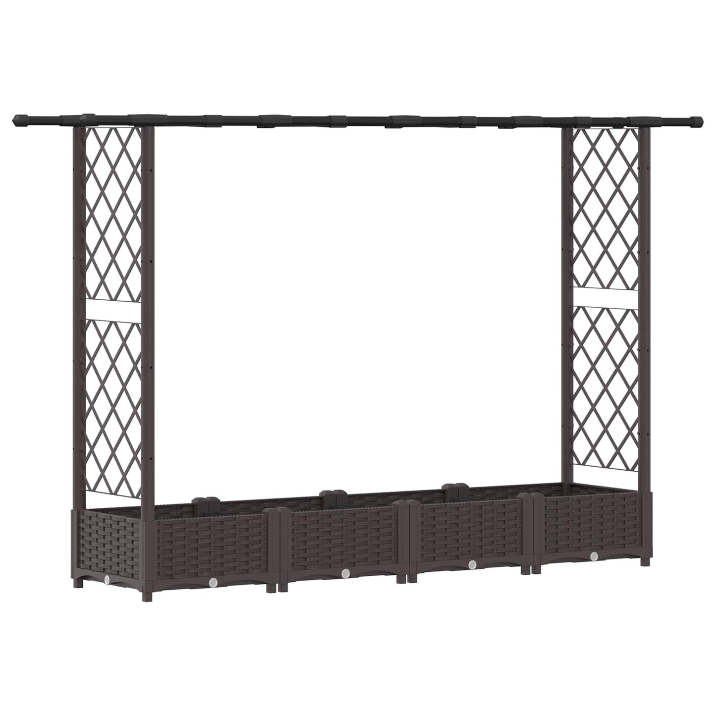 Hevet Bed med Trellis og Tak Brun 203 x 40 x 123 cm PP