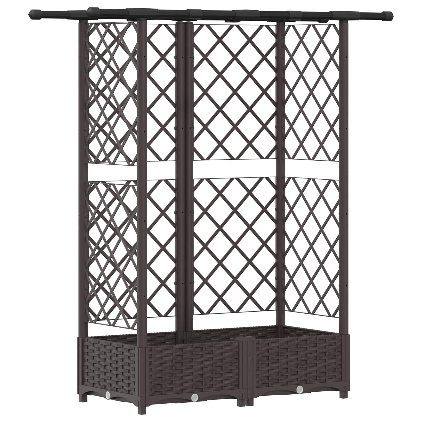 Hevet Bed med Trellis og Tak Brun 124 x 40 x 123 cm PP