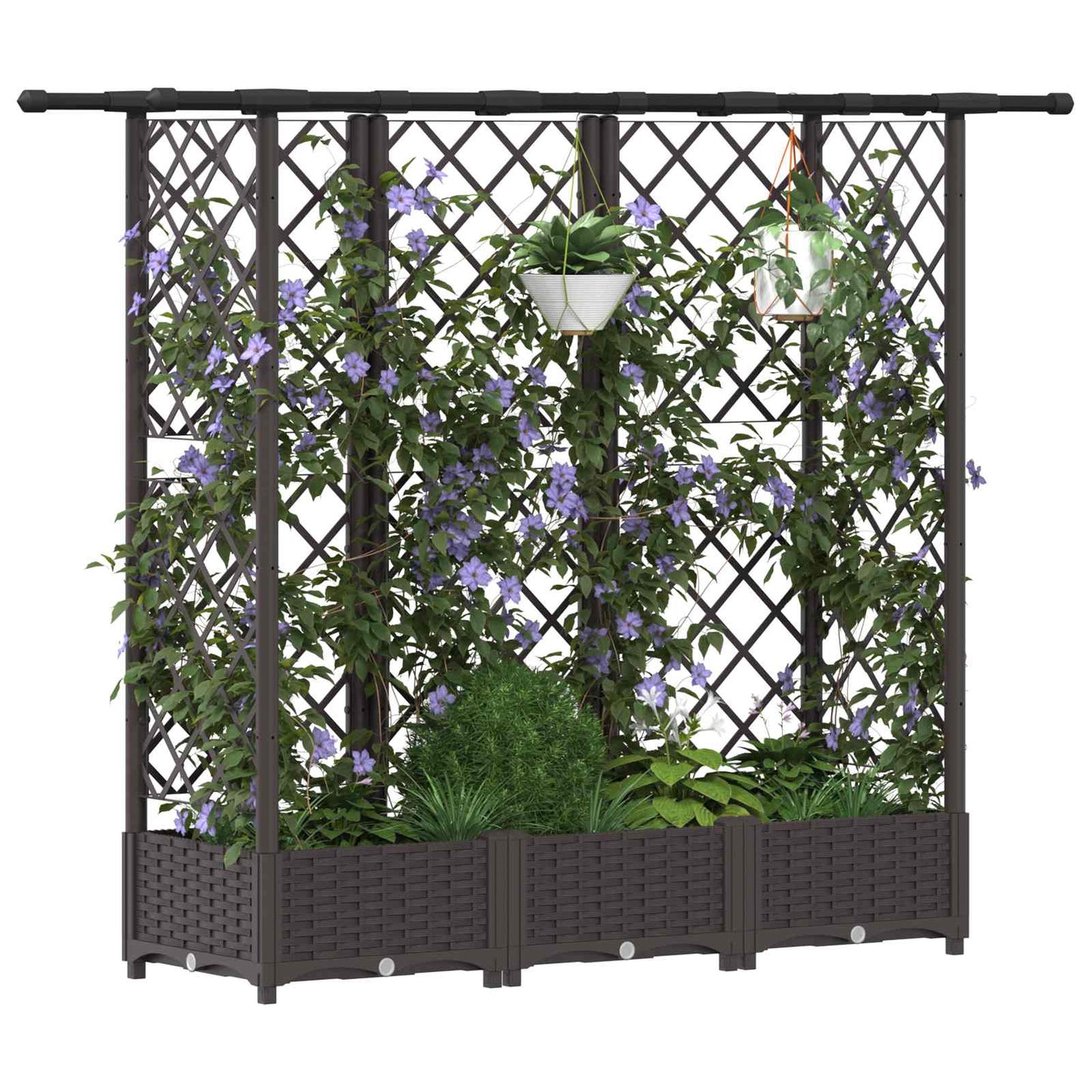 Hevet Bed med Trellis og Tak Brun 164 x 40 x 121 cm PP