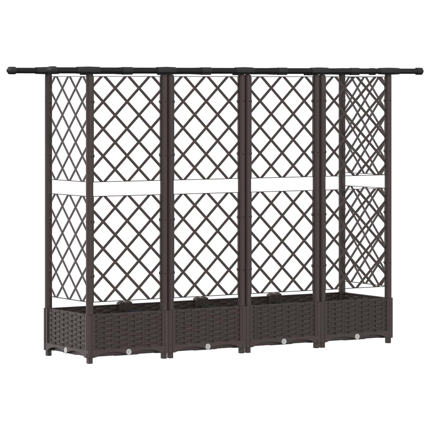 Hevet Bed med Trellis og Tak Brun 202,5 x 40 x 123 cm PP