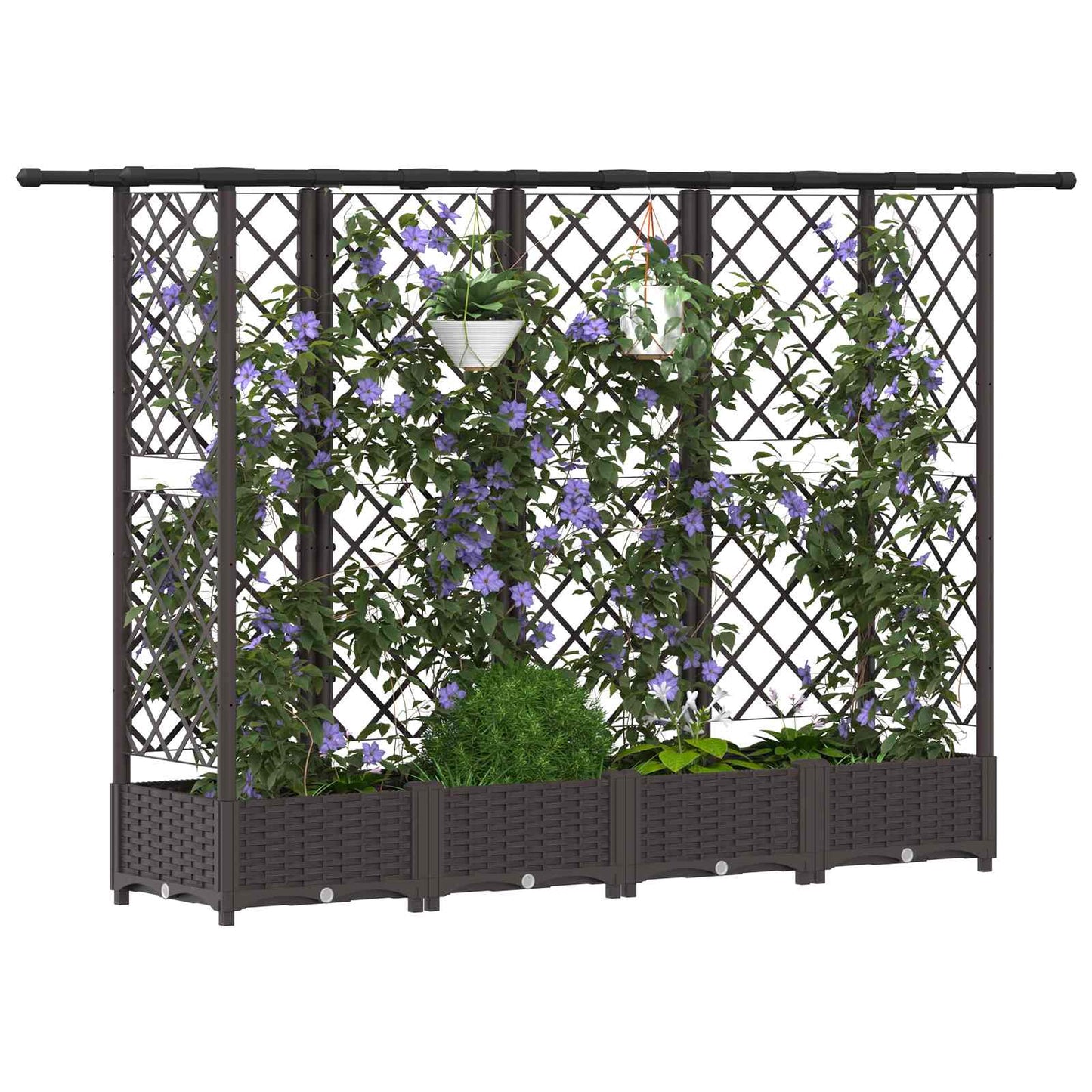 Hevet Bed med Trellis og Tak Brun 202,5 x 40 x 123 cm PP