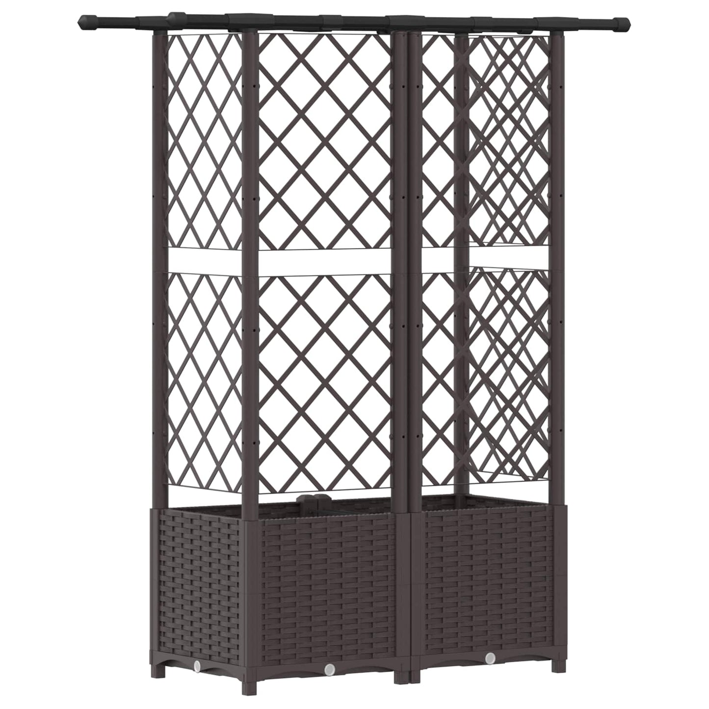 Hevet Bed med Trellis og Tak Brun 124 x 40 x 136 cm PP