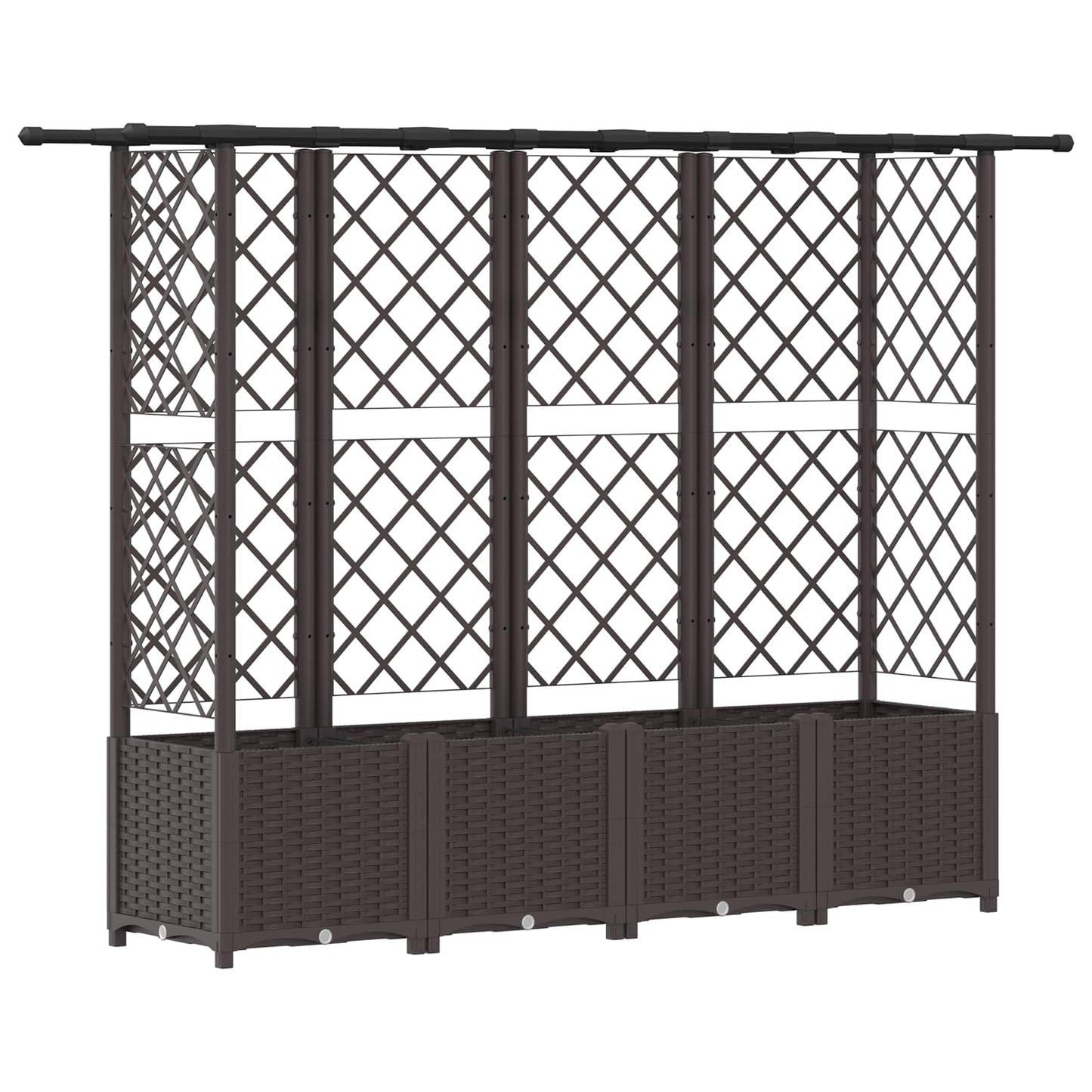 Hevet Bed med Trellis og Tak Brun 202 x 40 x 136 cm PP
