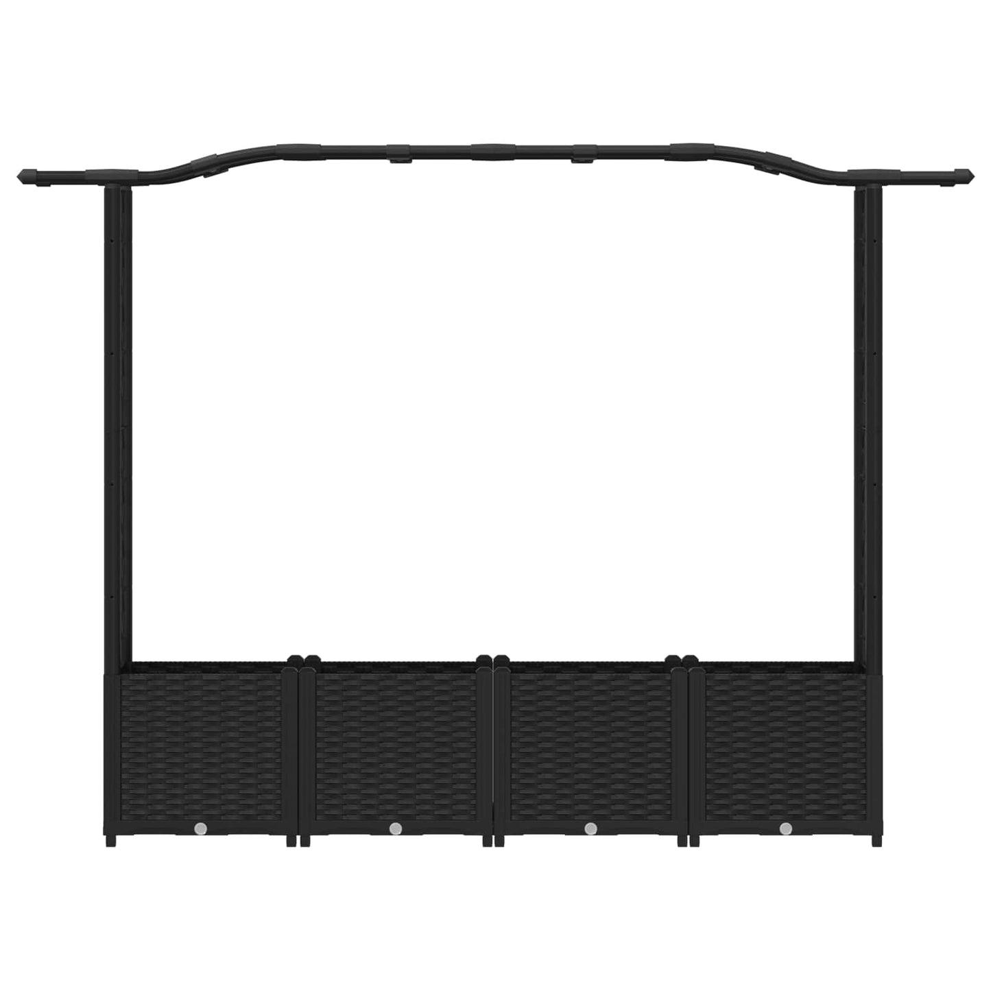 Hevet Bed med Trellis og Tak Svart 204 x 40 x 141 cm PP