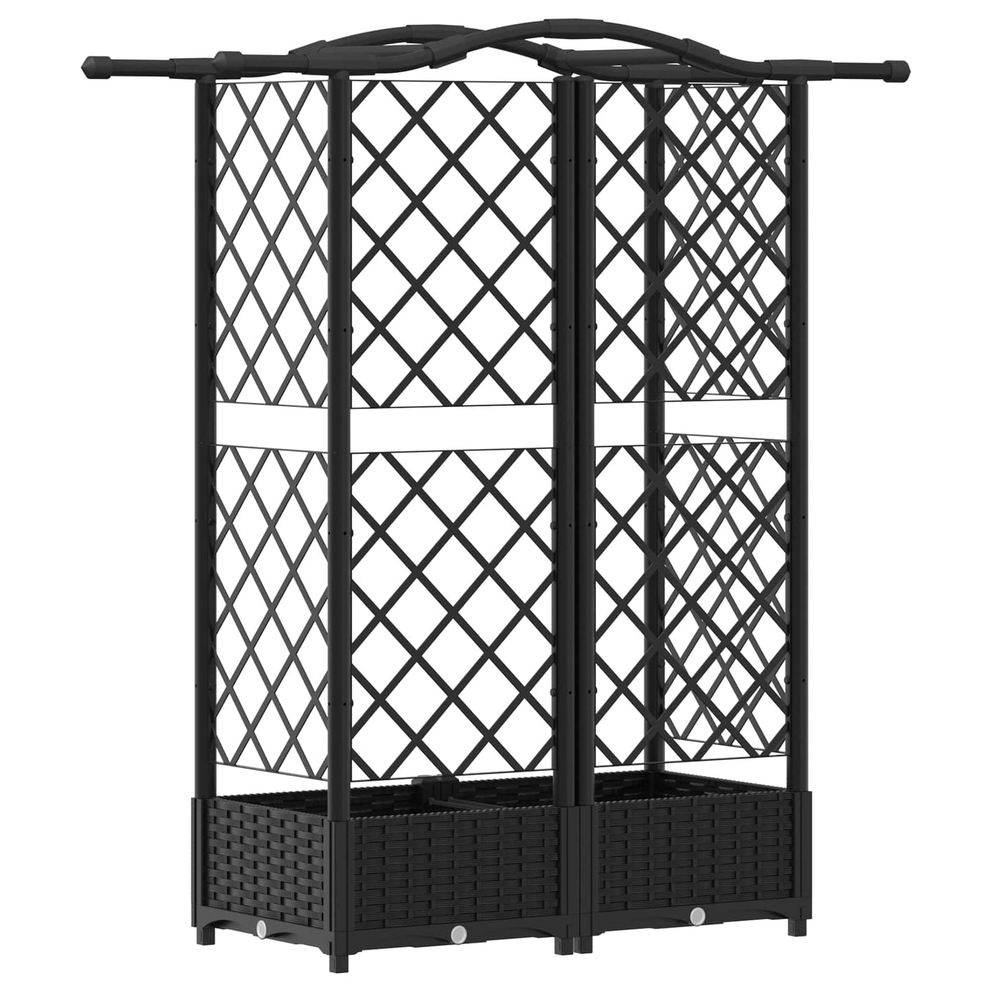 Hevet Bed med Trellis og Tak Svart 124 x 40 x 123 cm PP