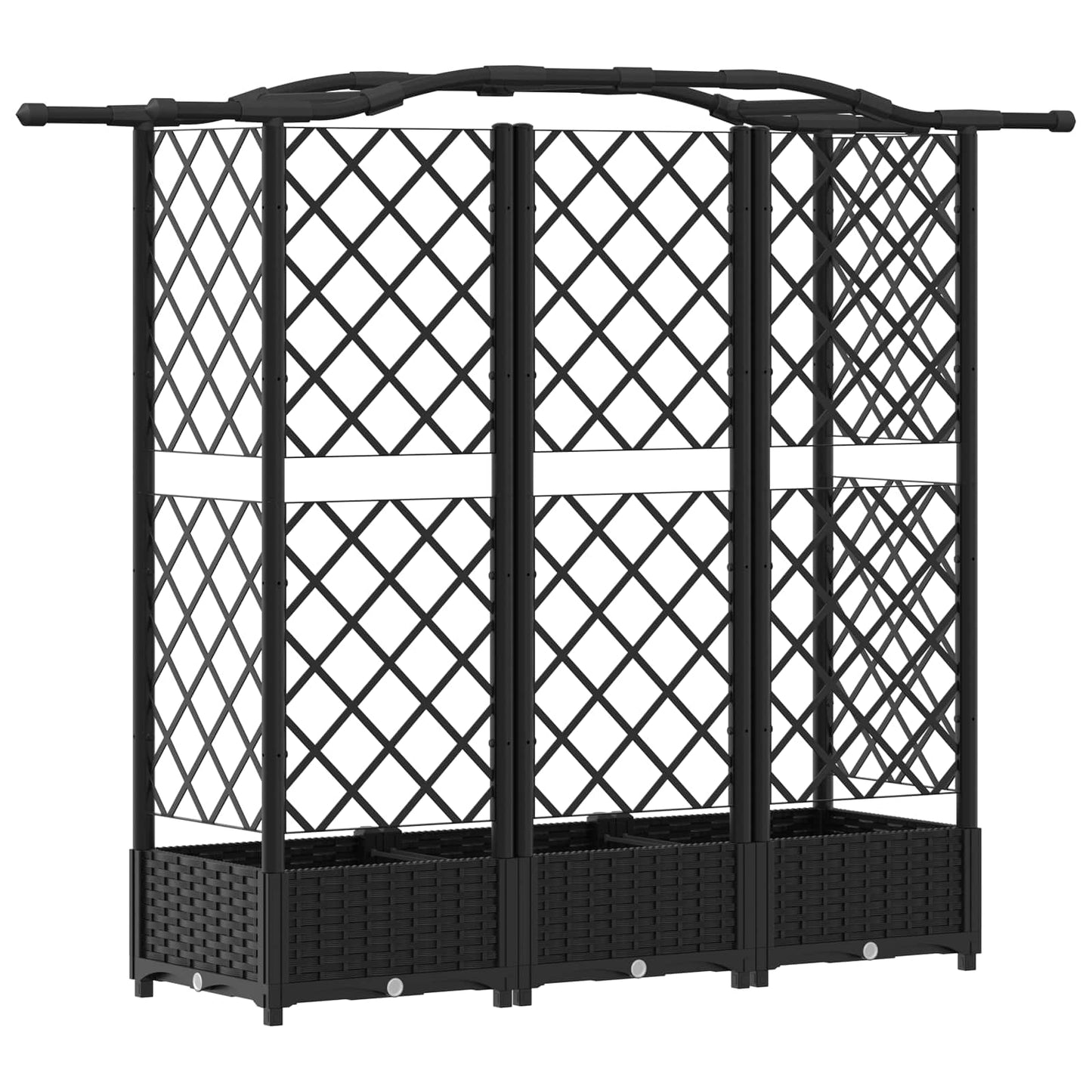 Hevet Bed med Trellis og Tak Svart 163 x 40 x 123 cm PP