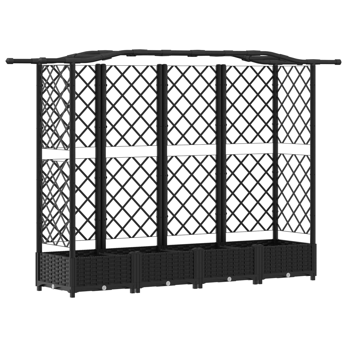Hevet Bed med Trellis og Tak Svart 203,5 x 40 x 123 cm PP