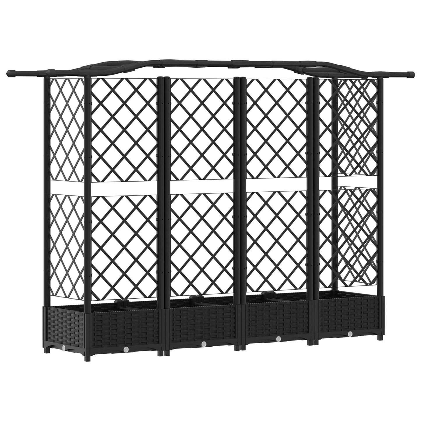 Hevet Bed med Trellis og Tak Svart 203,5 x 40 x 123 cm PP