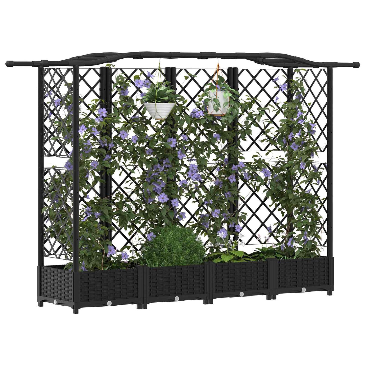 Hevet Bed med Trellis og Tak Svart 203,5 x 40 x 123 cm PP