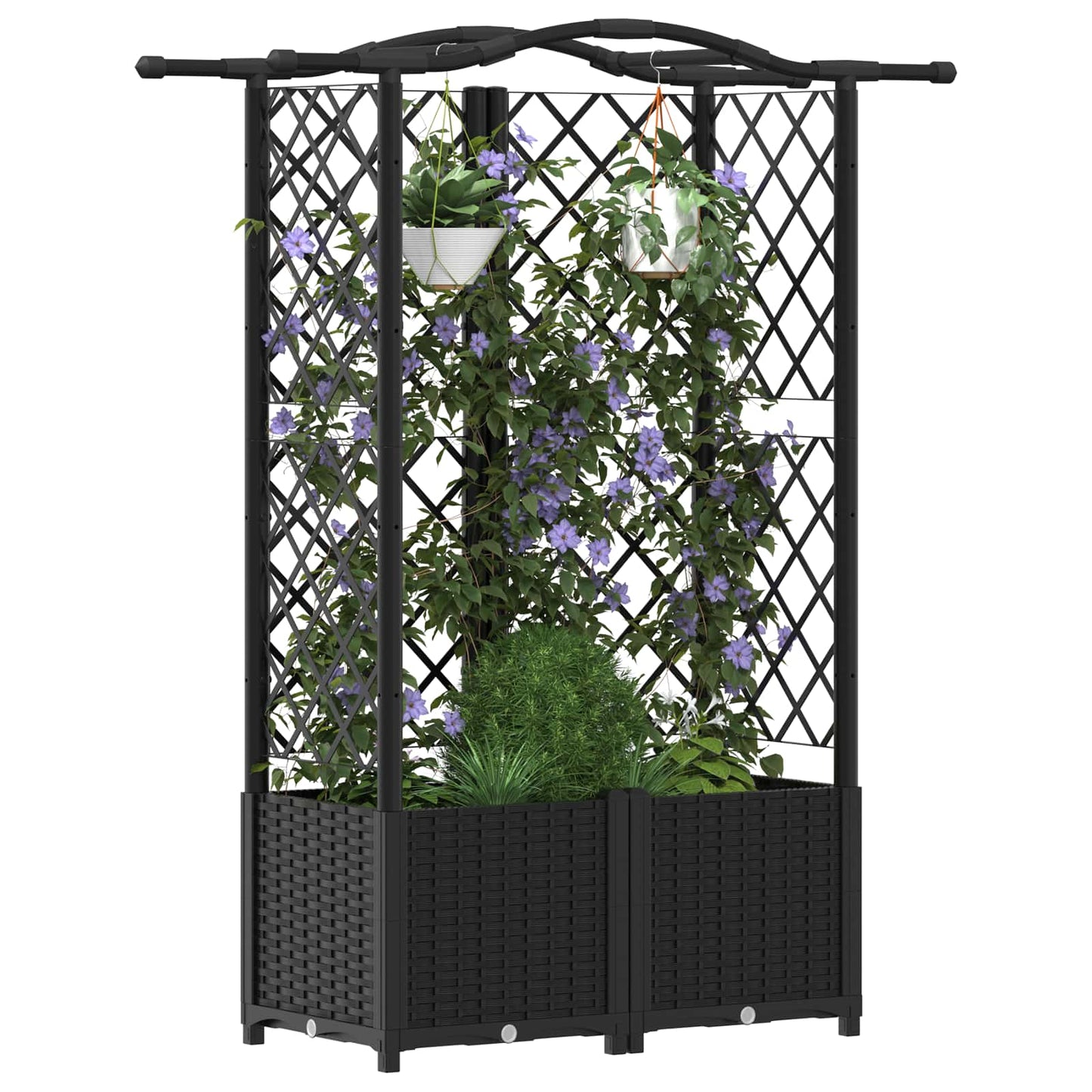 Hevet Bed med Trellis og Tak Svart 122 x 40 x 138 cm PP