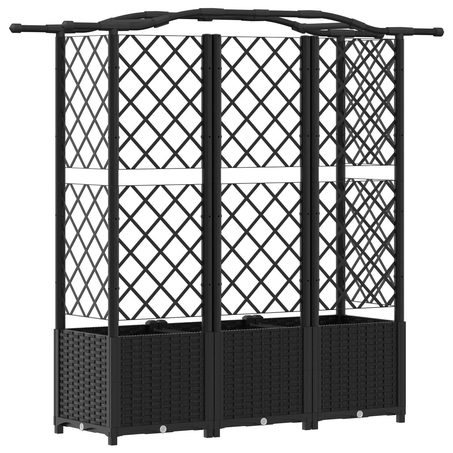 Hevet Bed med Trellis og Tak Svart 163 x 40 x 138 cm PP