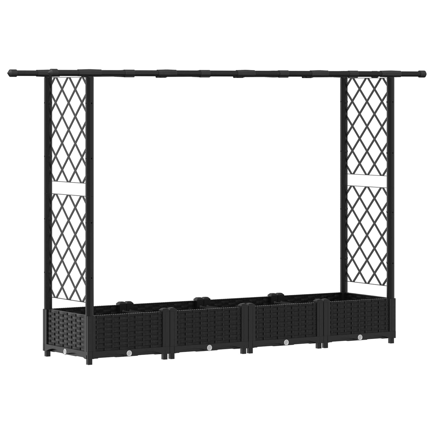 Hevet Bed med Trellis og Tak Svart 203 x 40 x 123 cm PP