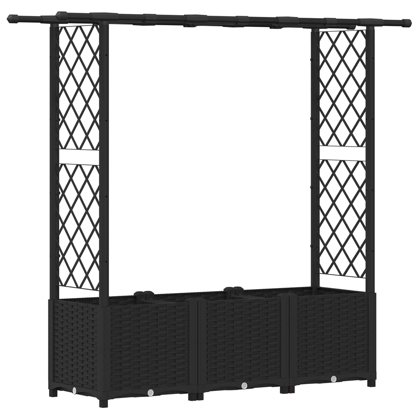 Hevet Bed med Trellis og Tak Svart 162,5 x 40 x 138 cm PP