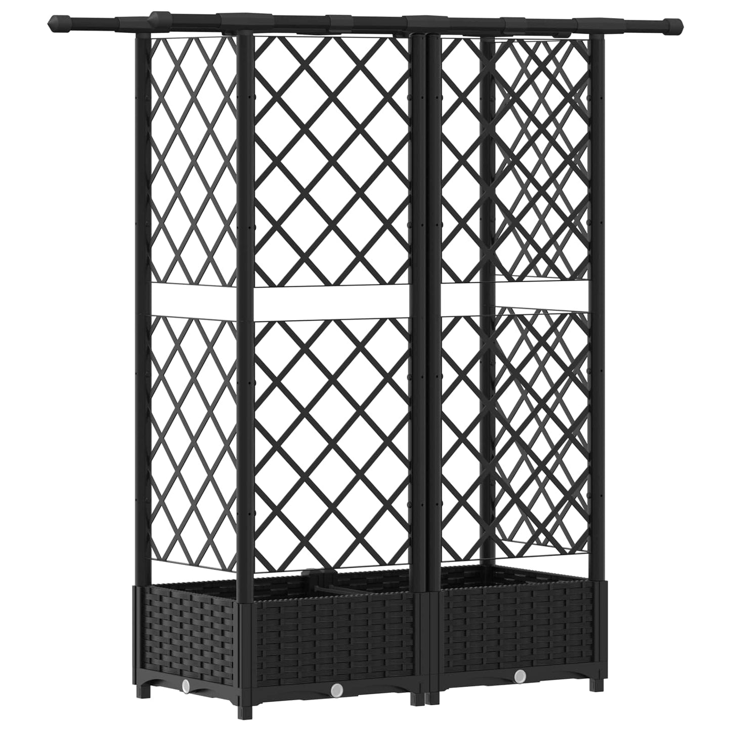 Hevet Bed med Trellis og Tak Svart 124 x 40 x 121 cm PP