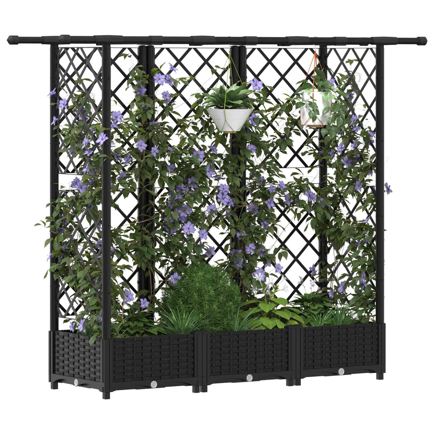 Hevet Bed med Trellis og Tak Svart 164 x 40 x 121 cm PP
