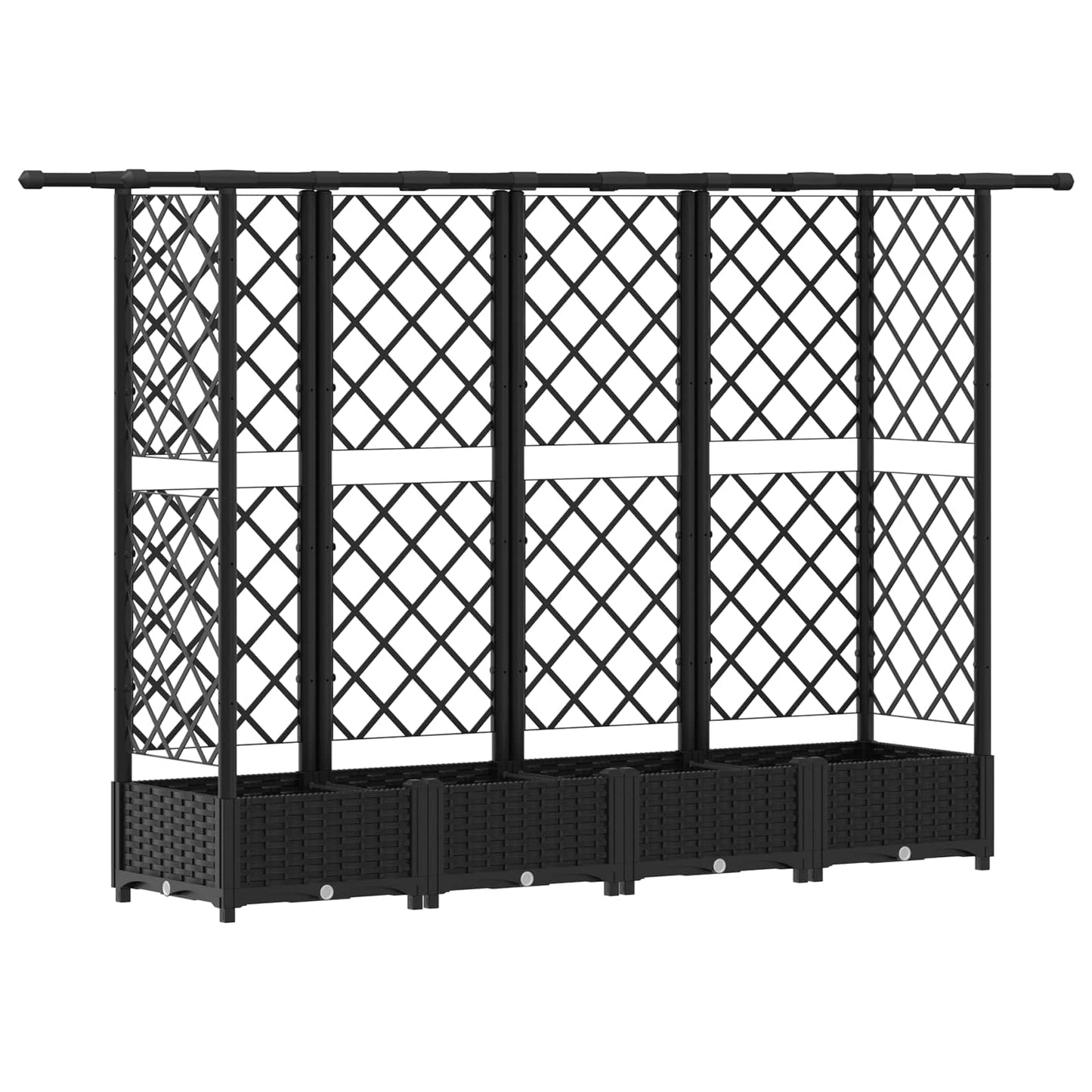Hevet Bed med Trellis og Tak Svart 202,5 x 40 x 121 cm PP