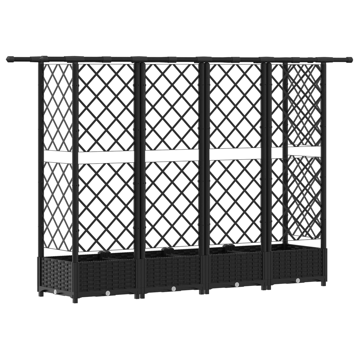 Hevet Bed med Trellis og Tak Svart 202,5 x 40 x 121 cm PP