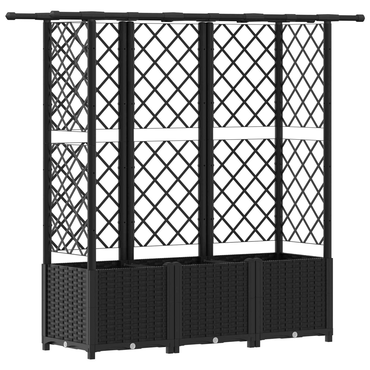 Hevet Bed med Trellis og Tak Svart 163,5 x 40 x 136 cm PP