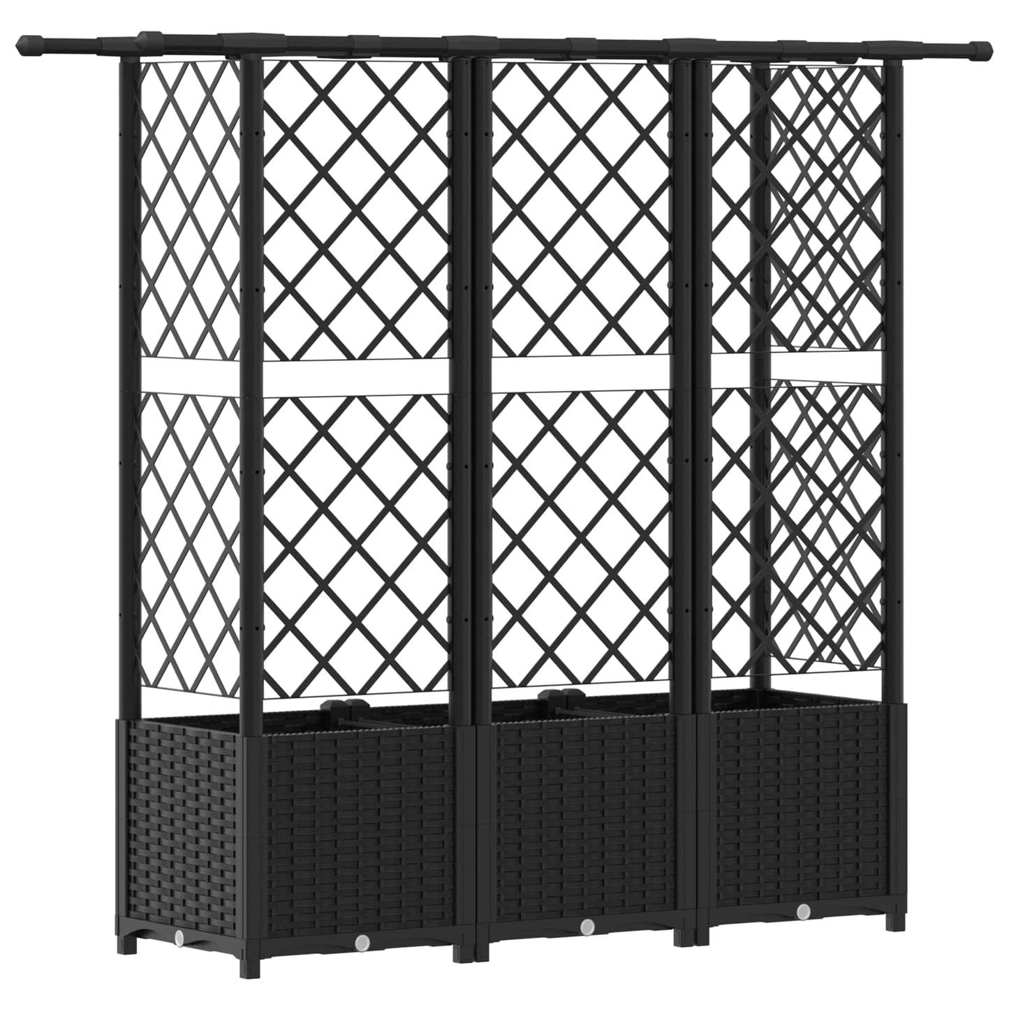 Hevet Bed med Trellis og Tak Svart 163,5 x 40 x 136 cm PP