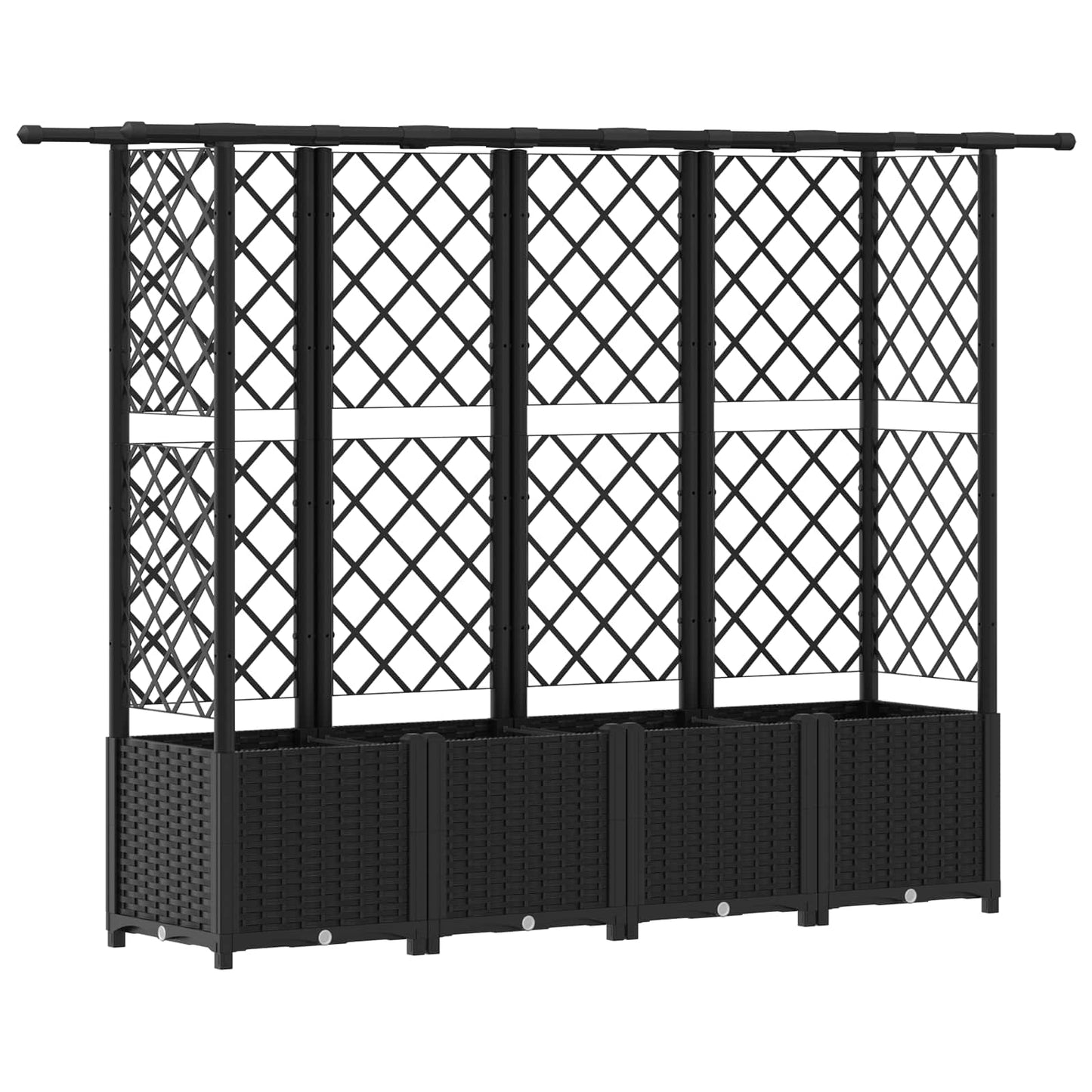 Hevet Bed med Trellis og Tak Svart 202 x 40 x 136 cm PP