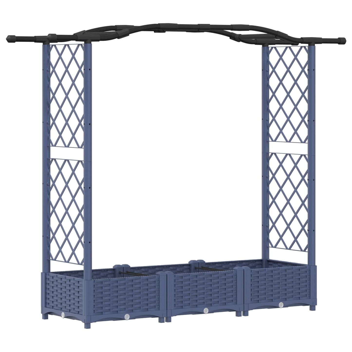 Hevet Bed med Trellis og Tak Grå 169 x 40 x 125 cm PP