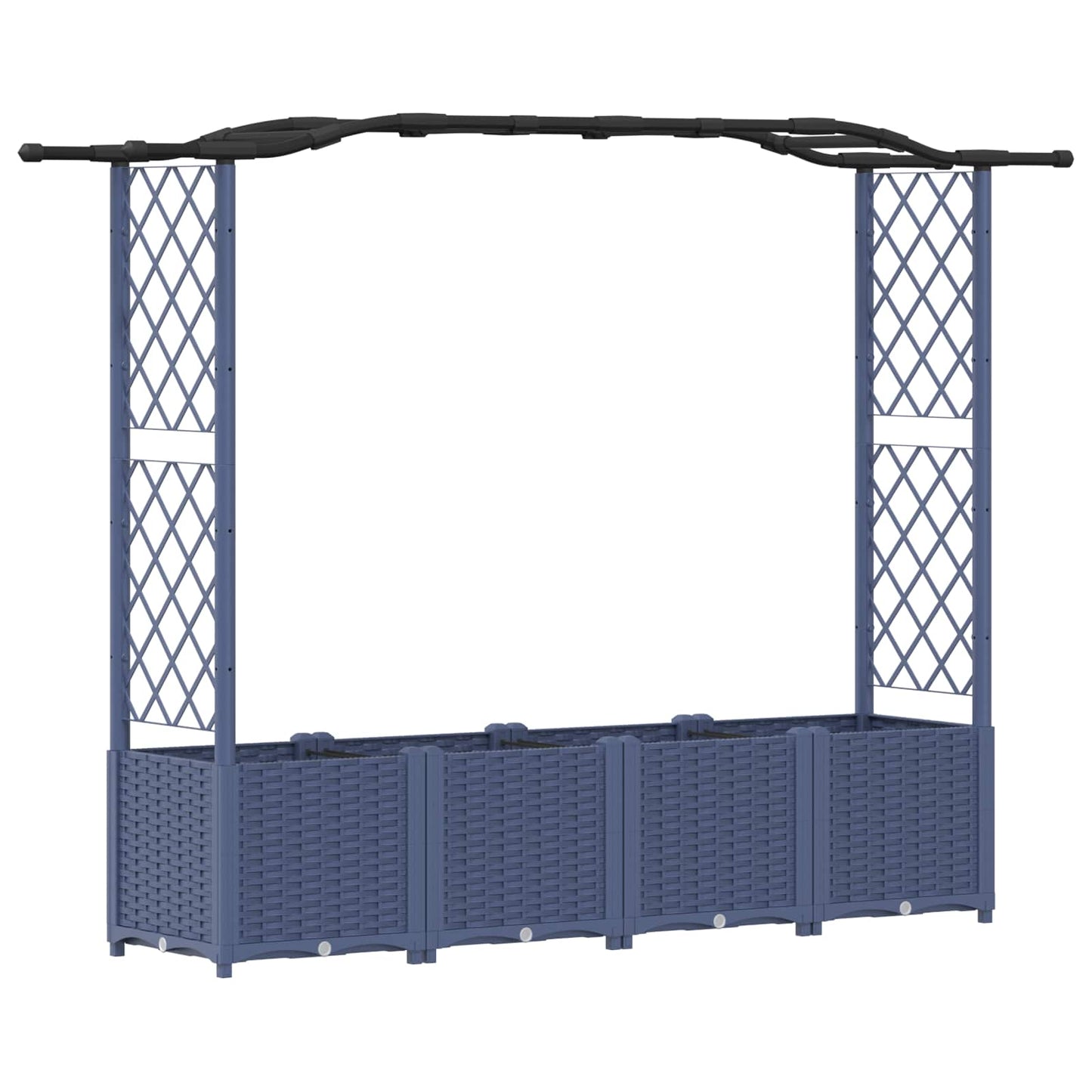 Hevet Bed med Trellis og Tak Grå 204 x 40 x 141 cm PP