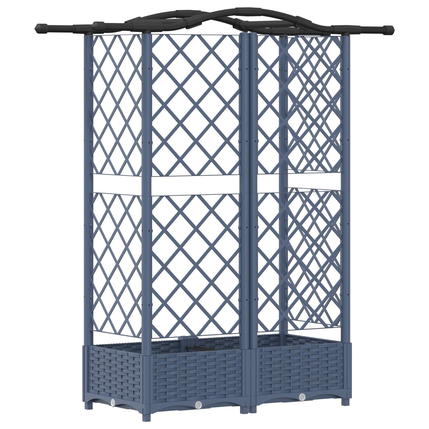 Hevet Bed med Trellis og Tak Grå 124 x 40 x 123 cm PP