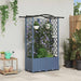 Hevet Bed med Trellis og Tak Grå 122 x 40 x 138 cm PP
