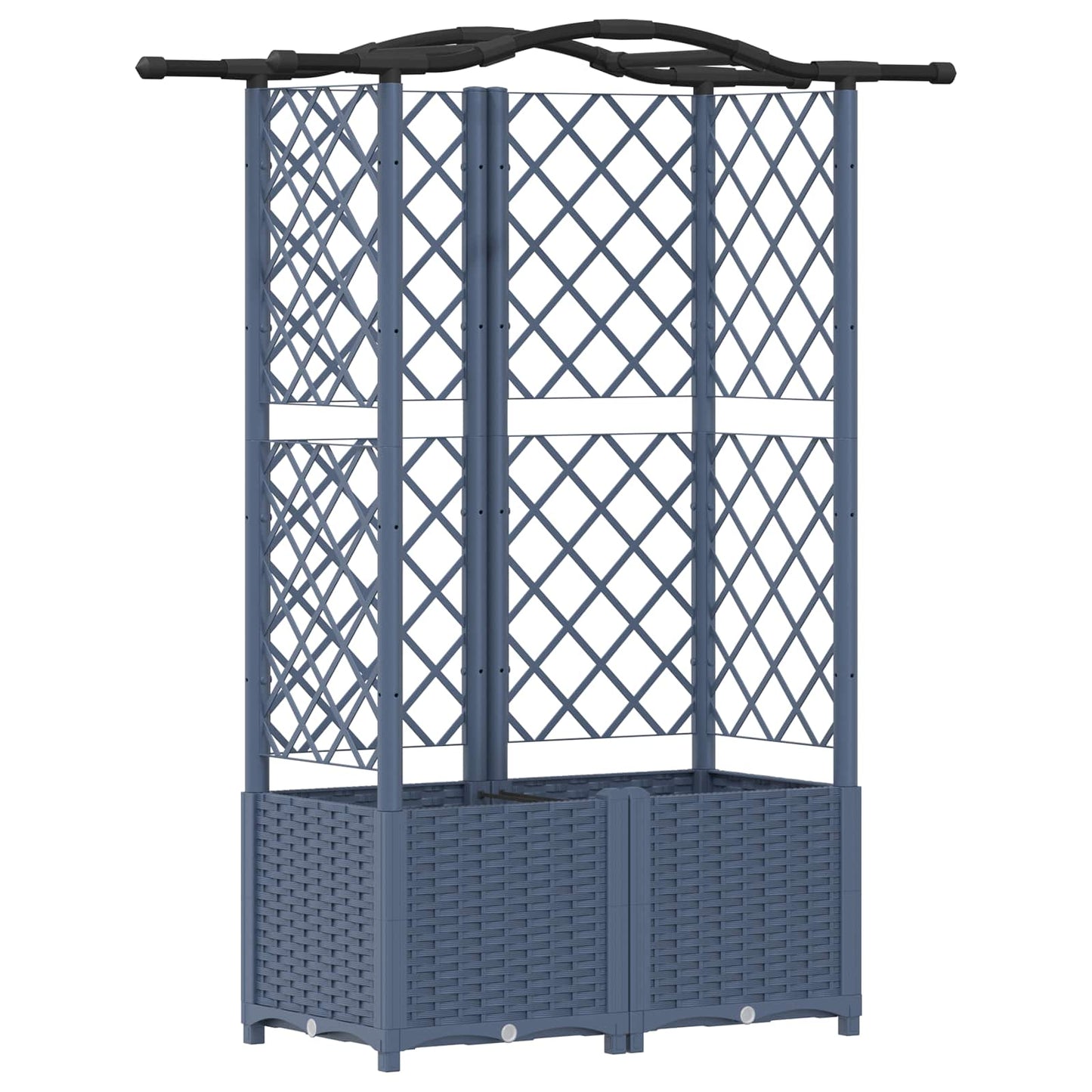 Hevet Bed med Trellis og Tak Grå 122 x 40 x 138 cm PP