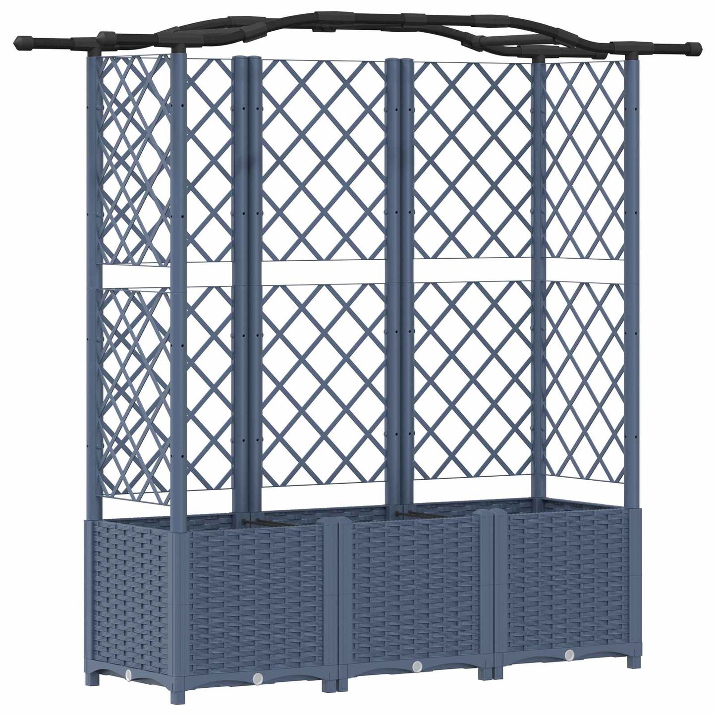 Hevet Bed med Trellis og Tak Grå 163 x 40 x 138 cm PP