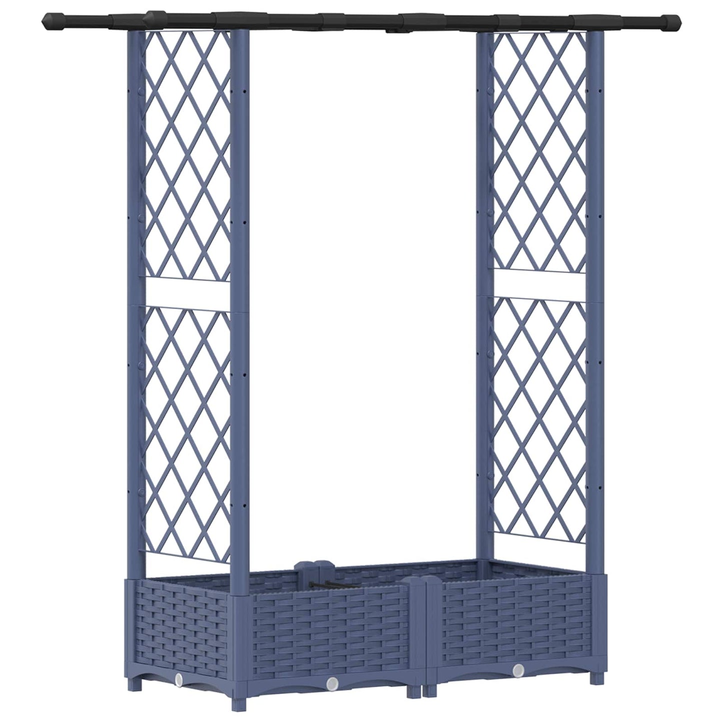 Hevet Bed med Trellis og Tak Grå 122,5 x 40 x 123 cm PP