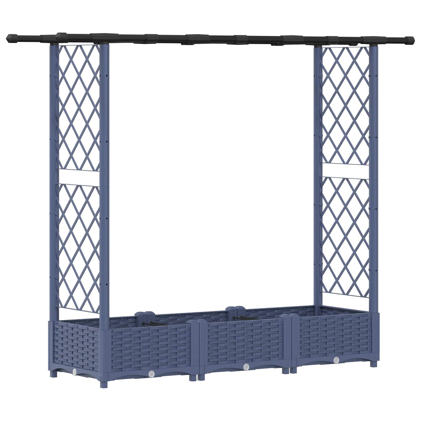 Hevet Bed med Trellis og Tak Grå 164 x 40 x 123 cm PP