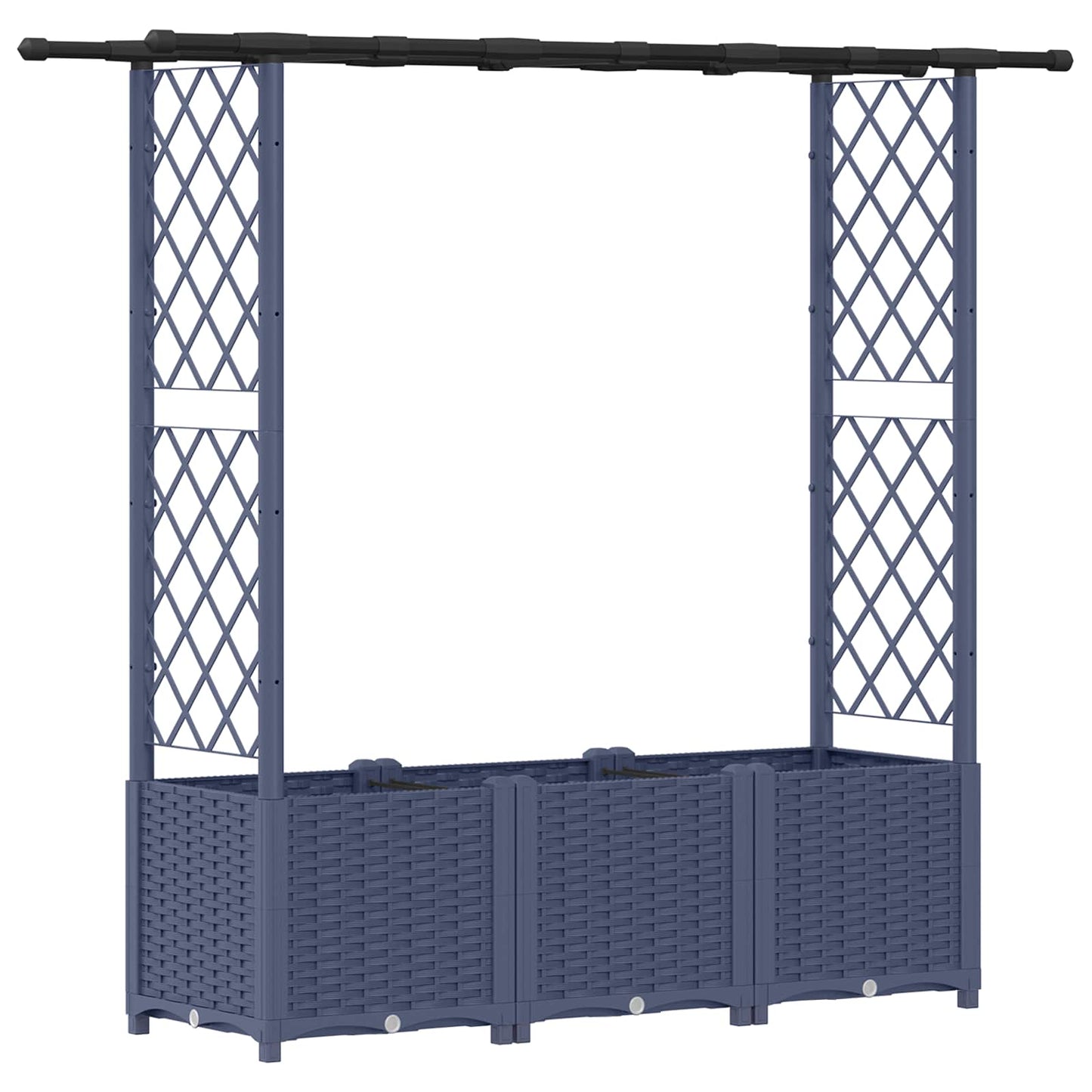 Hevet Bed med Trellis og Tak Grå 162,5 x 40 x 138 cm PP