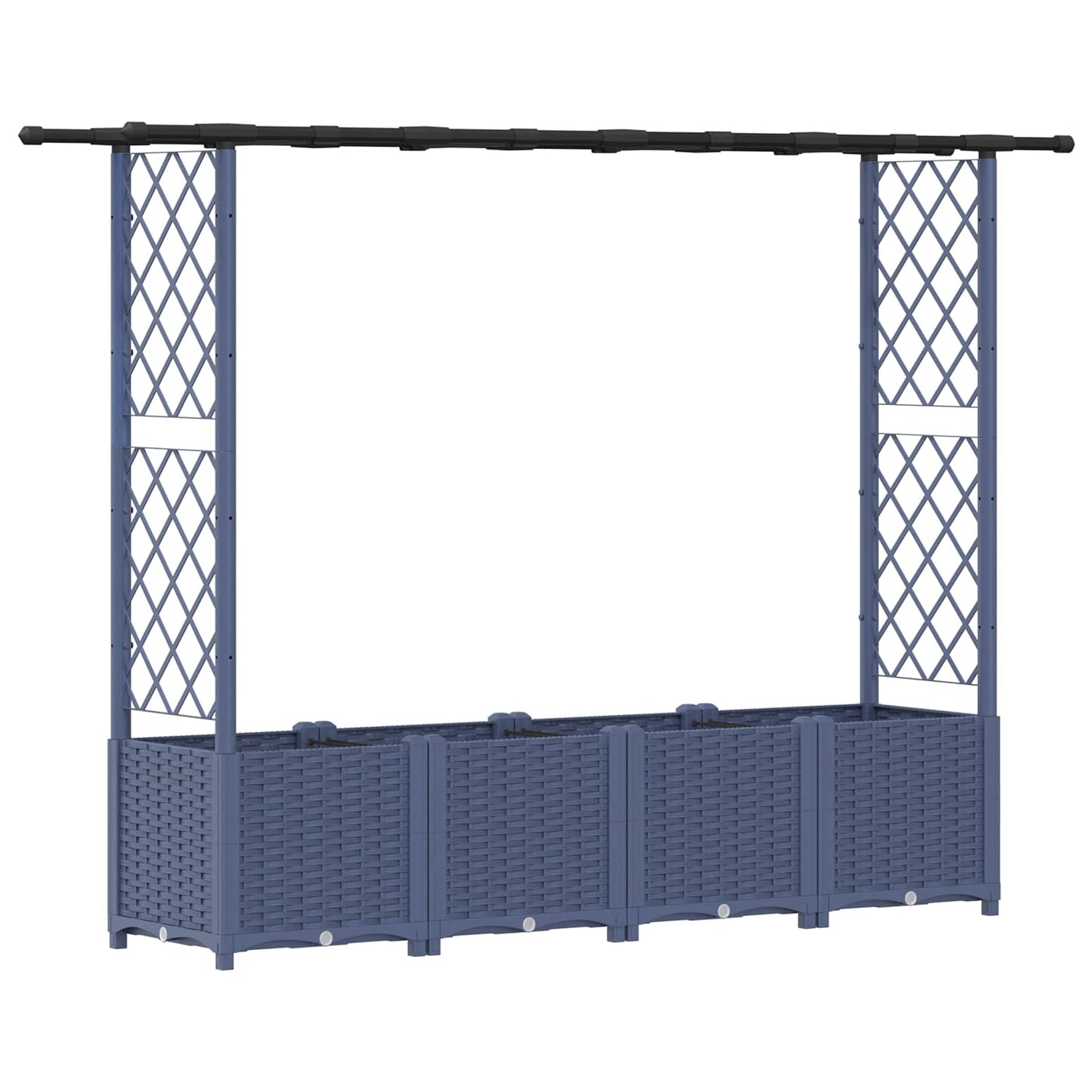 Hevet Bed med Trellis og Tak Grå 203 x 40 x 138 cm PP
