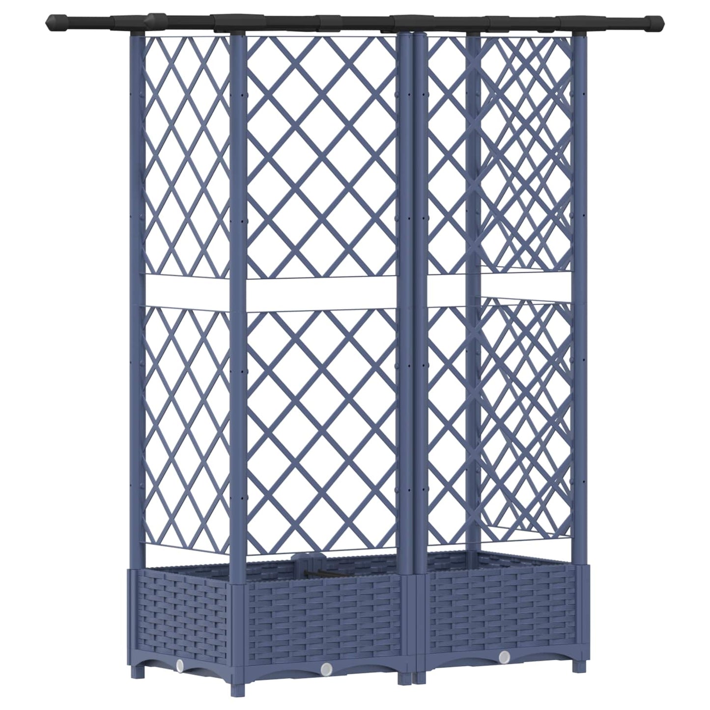 Hevet Bed med Trellis og Tak Grå 124 x 40 x 121 cm PP