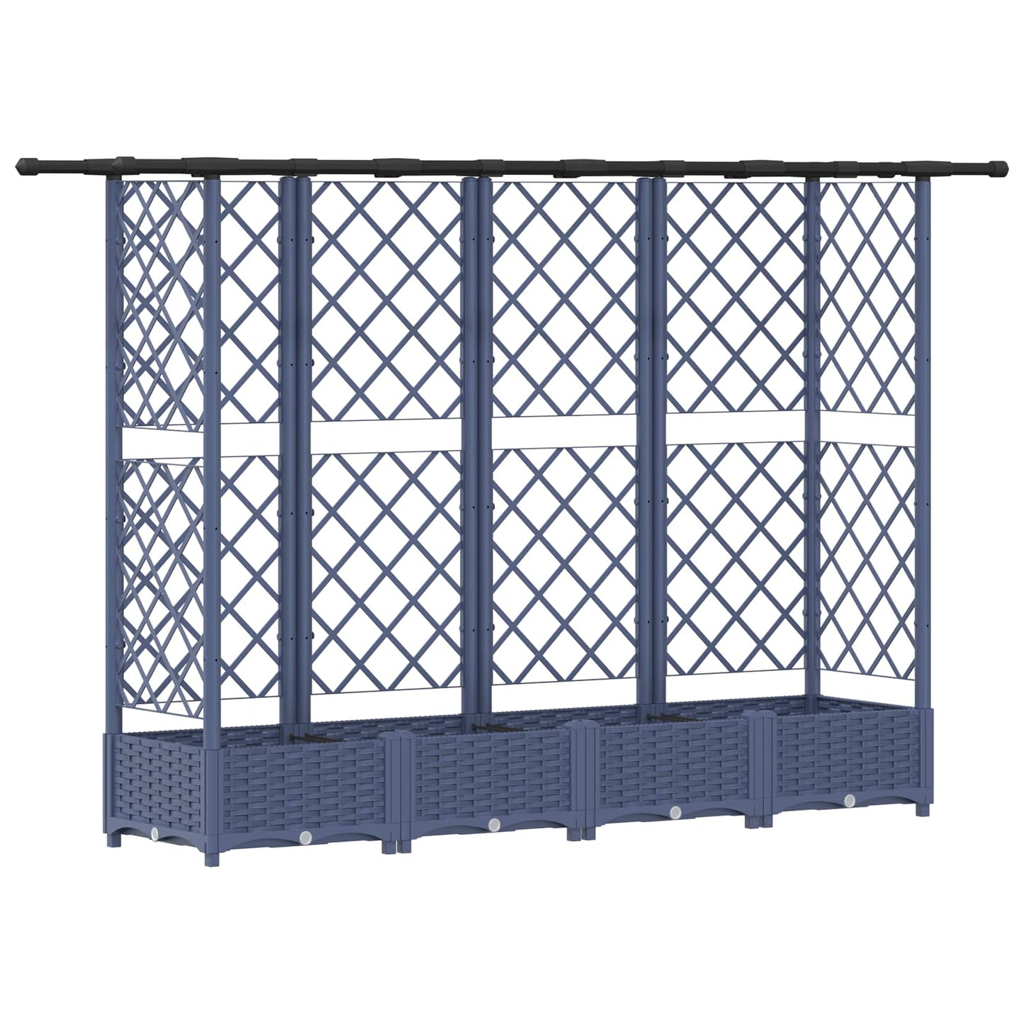 Hevet Bed med Trellis og Tak Grå 202,5 x 40 x 121 cm PP