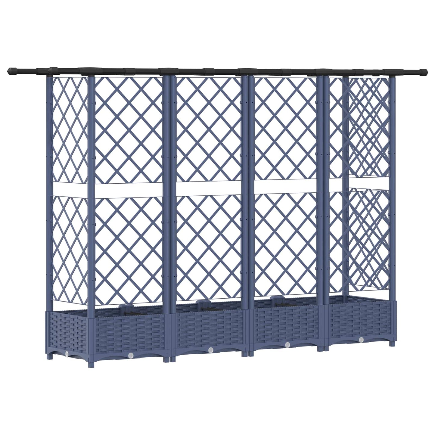 Hevet Bed med Trellis og Tak Grå 202,5 x 40 x 121 cm PP
