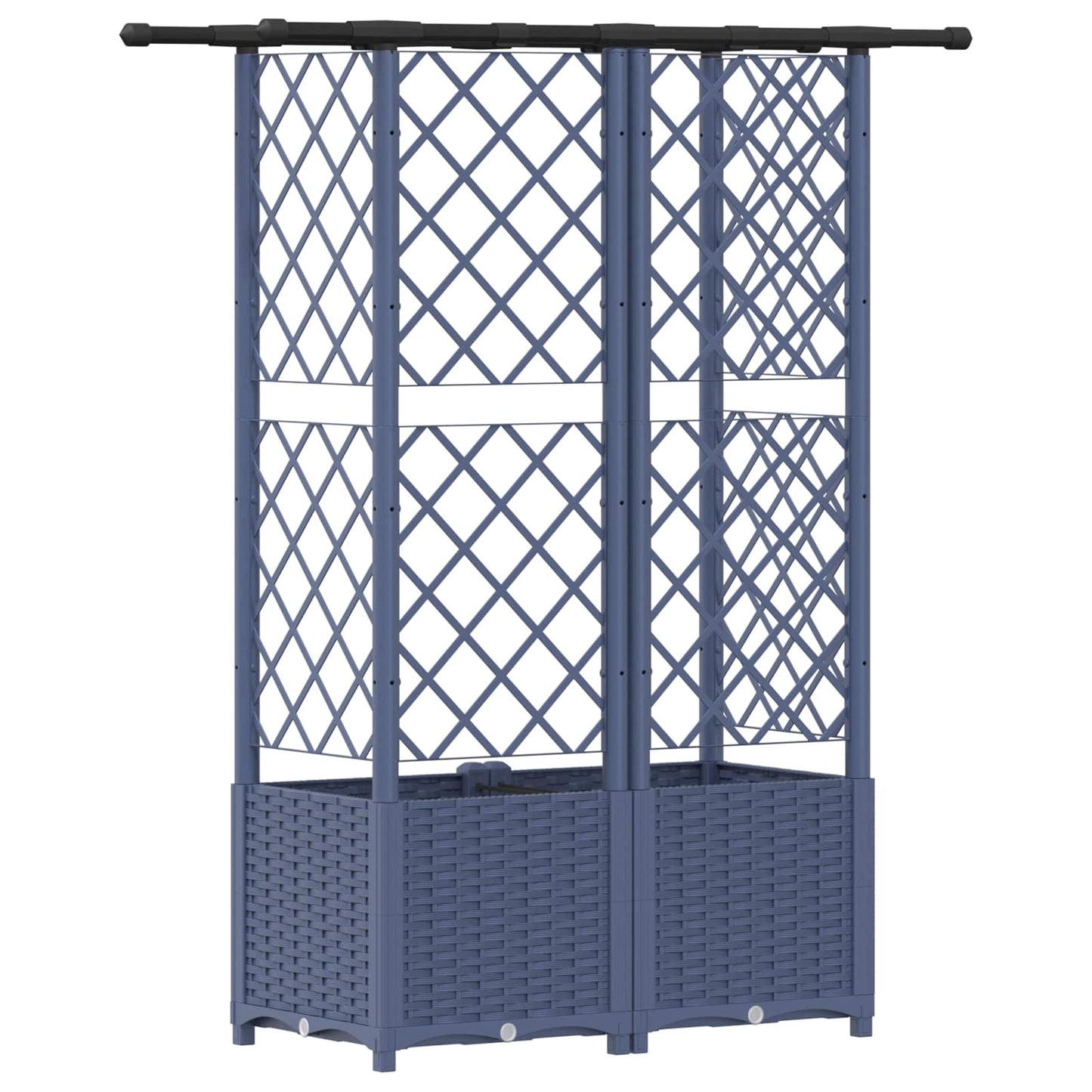 Hevet Bed med Trellis og Tak Grå 124 x 40 x 138 cm PP