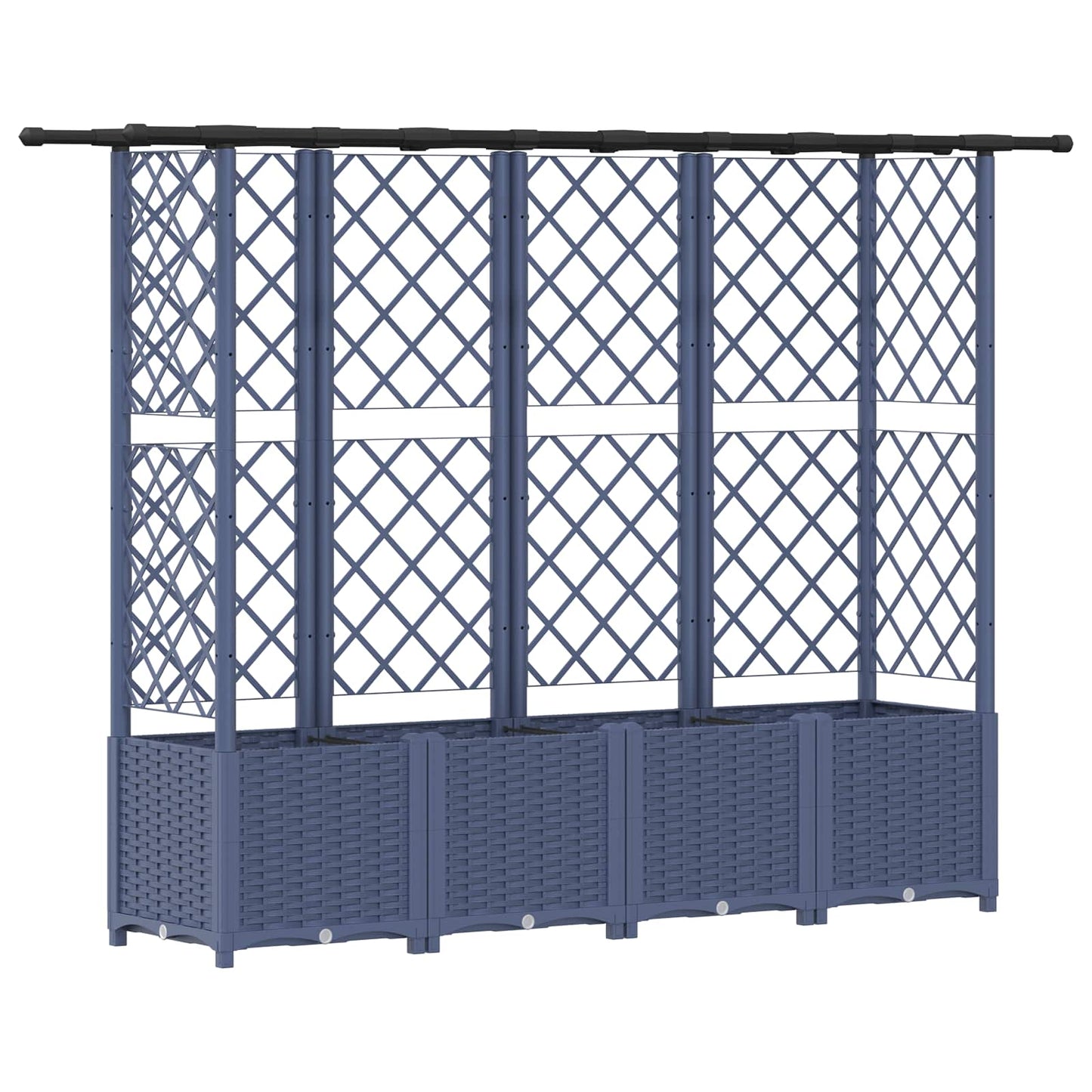 Hevet Bed med Trellis og Tak Grå 202 x 40 x 136 cm PP