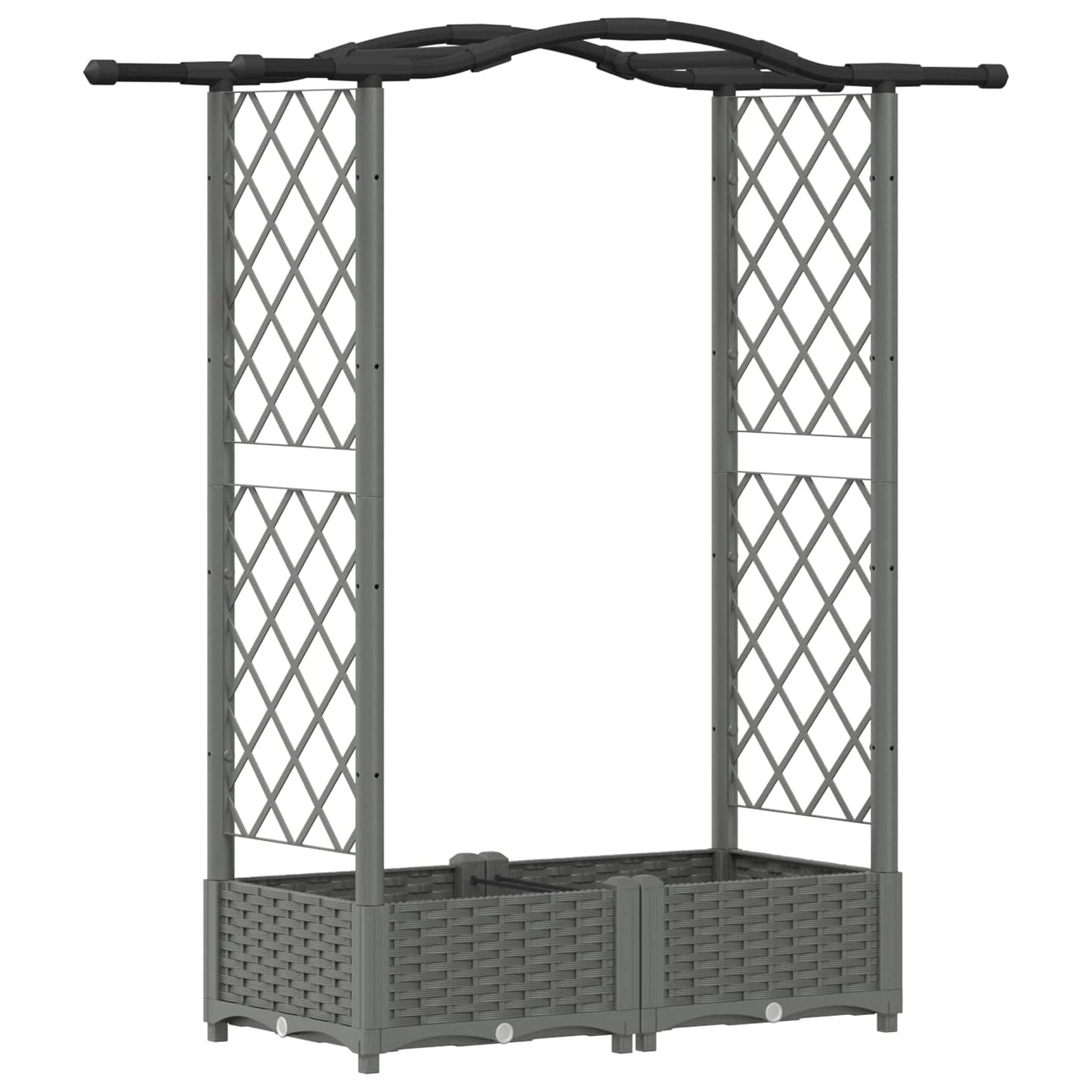 Hevet Bed med Trellis og Tak Lysegrå 124 x 40 x 125 cm PP