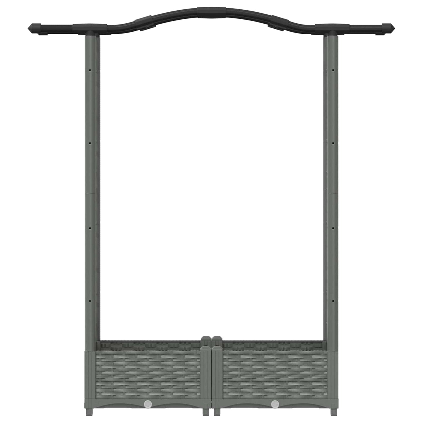 Hevet Bed med Trellis og Tak Lysegrå 124 x 40 x 125 cm PP