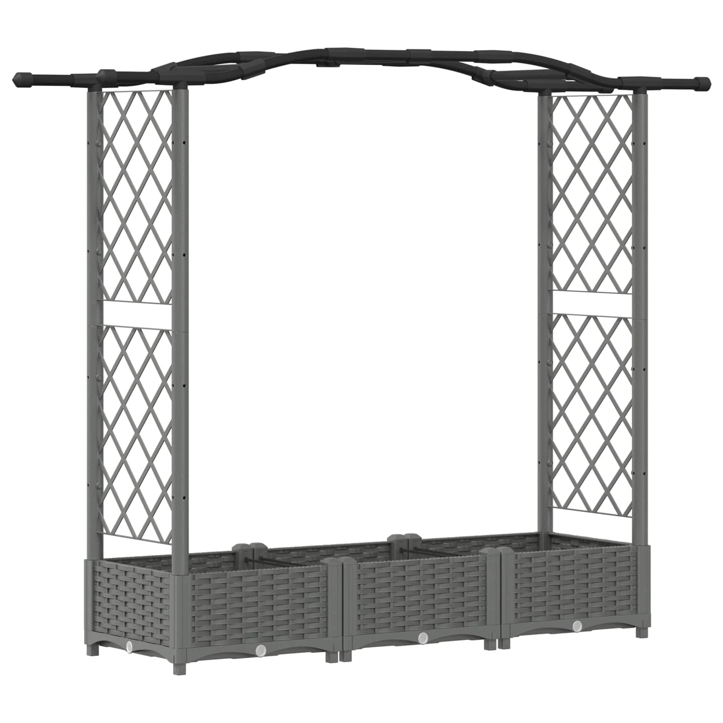 Hevet Bed med Trellis og Tak Lysegrå 169 x 40 x 125 cm PP