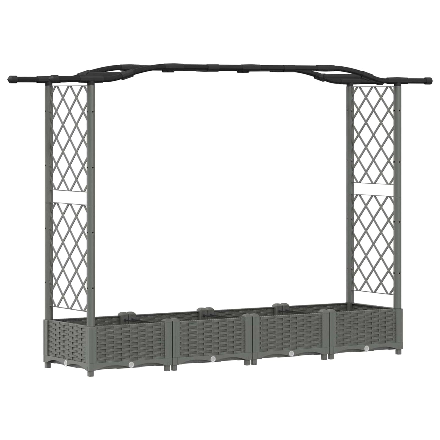 Hevet Bed med Trellis og Tak Lysegrå 207 x 40 x 126 cm PP